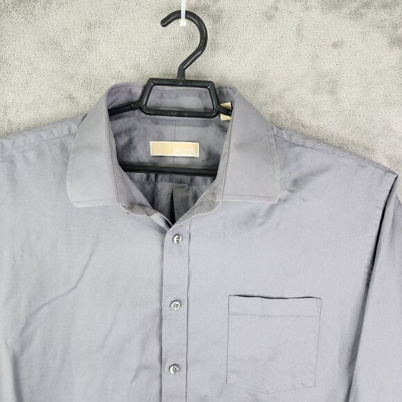 Mens Gray Michael Kors Dress Shirt Long Sleeve Button-Down Size 18 34/35 - Picture 4 of 11